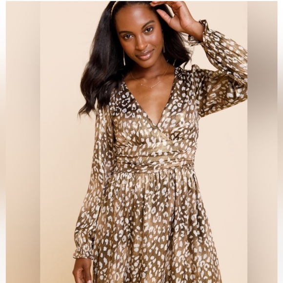 Jun & Ivy Metallic Animal Print Gold Maxi Dress. NWT - Picture 4 of 5